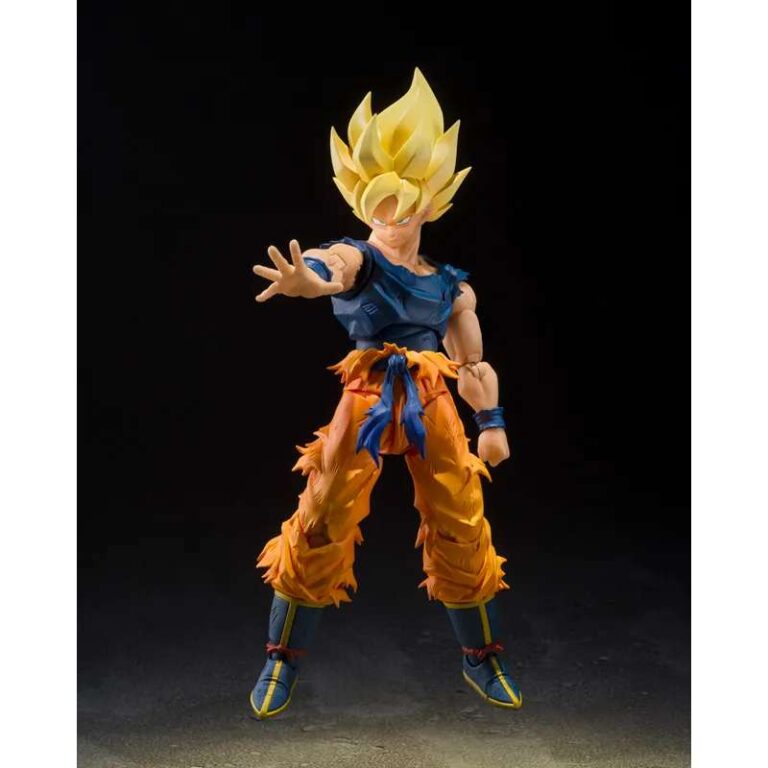 Figurine Dragon Ball Z Super Saiyan Son Goku Fighter Rage S.H.Figuarts de Tamashii Nations représentant Goku lors de sa légendaire transformation sur Namek